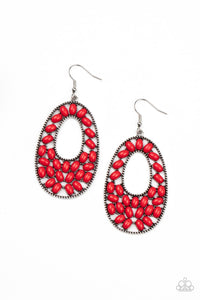 Paparazzi Earrings - Beaded Shores - Red