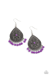 Paparazzi Earrings - Blossoming Teardrops - Purple