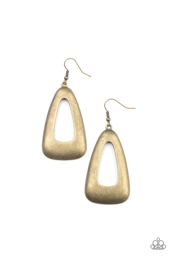 Paparazzi Earring - Irresistibly Industrial - Brass