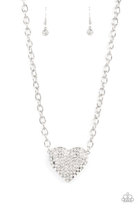 Paparazzi Necklace - Heartbreakingly Blingy - White