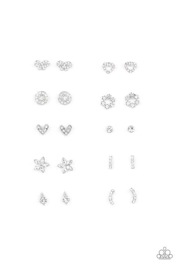 Paparazzi Starlet Shimmer Kit - White Rhinestone Earrings - 10 pack