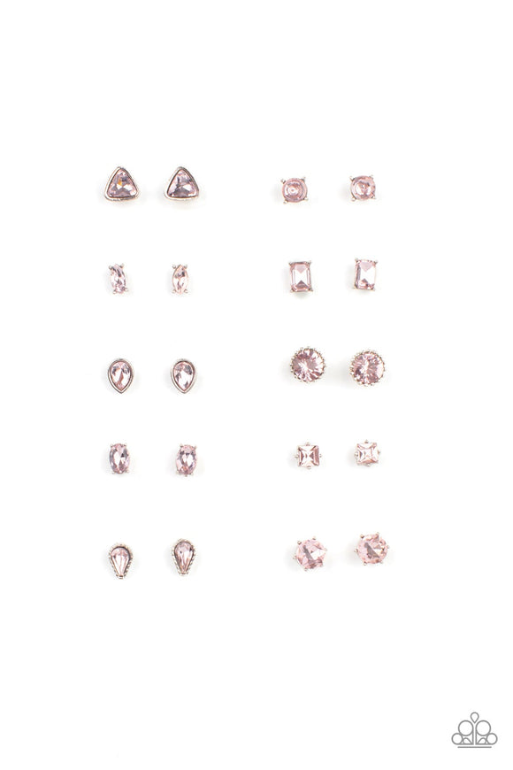 Paparazzi Starlet Shimmer Kit - Pink Rhinestone Earrings - 10 pack