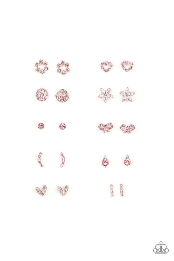 Paparazzi Starlet Shimmer Kit - Pink Rhinestone Earrings - 10 pack